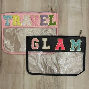 Pink and Black Travel Cosmetic Bags